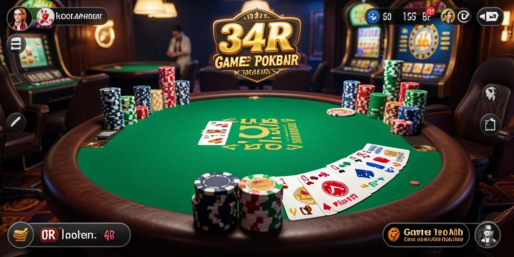 Tampilan menarik dari gameplay Poker di 34R.