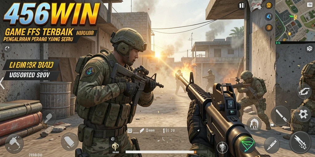 Tampilan gameplay intens dari 456WIN dalam aksi FPS.