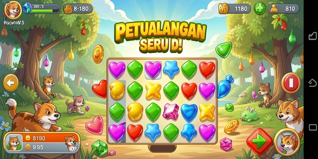 Gameplay seru dengan permata warna-warni di 8180.