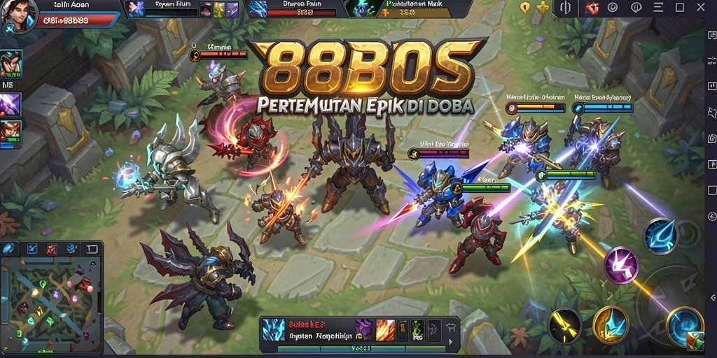 Screenshot gameplay 88BOS dengan pertempuran sengit antar karakter.