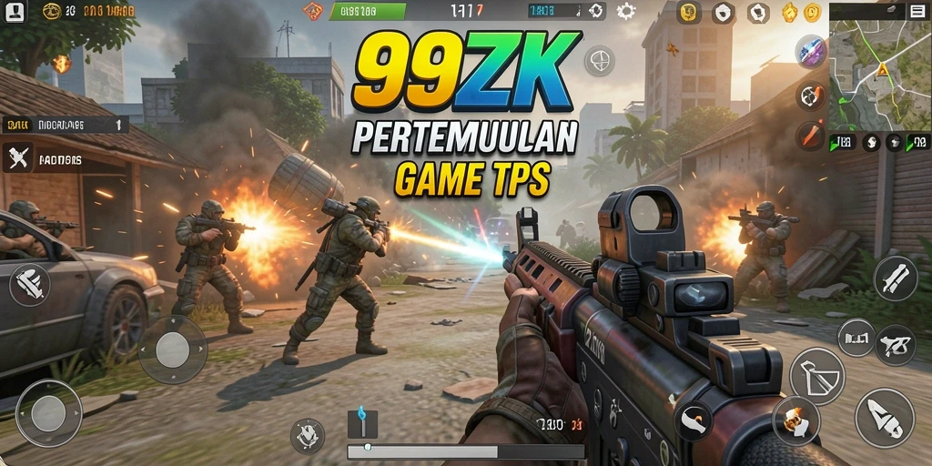 Tangkapan layar gameplay seru di 99ZK dengan aksi tembak-menembak.