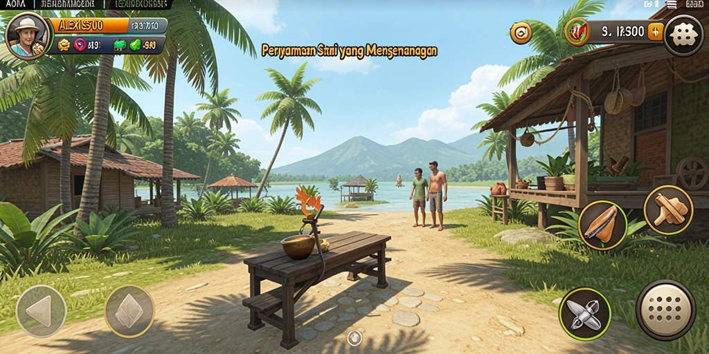Tampilan gameplay ALEXIS500 yang menarik dan penuh warna.