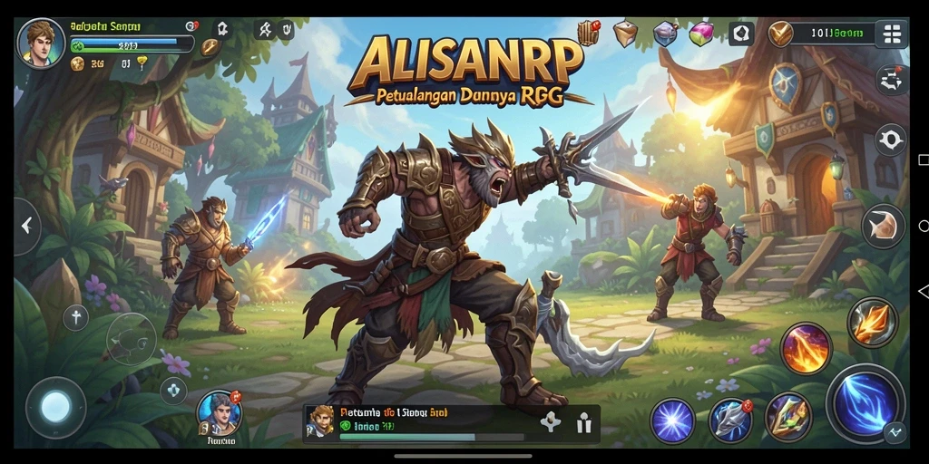 Tampilan seru gameplay RPG yang menampilkan aksi pertarungan karakter.