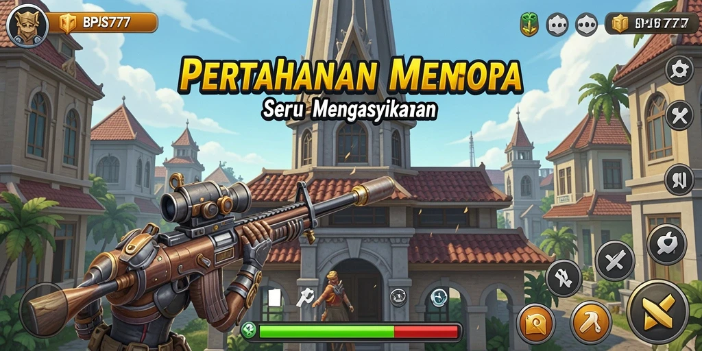 Tangkapan layar gameplay BPJS777 menonjolkan pertahanan menara yang strategis.