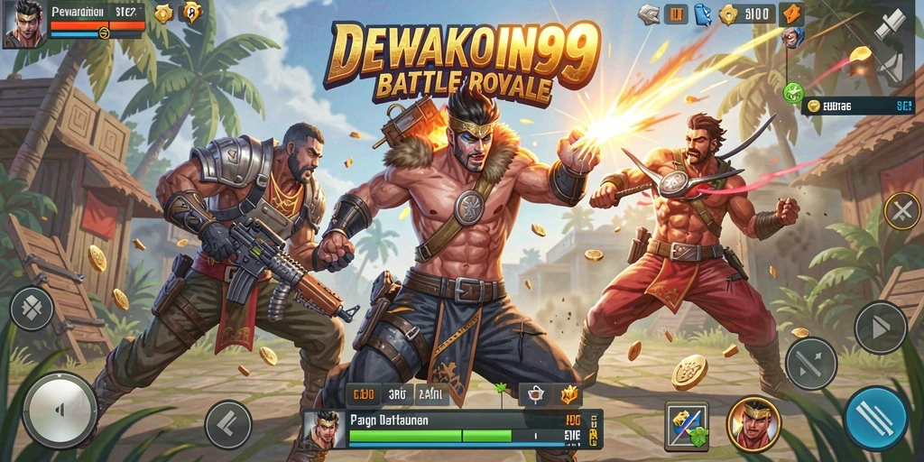 Tangkapan layar DEWAKOIN99 menampilkan aksi mendebarkan dari gameplay Battle Royale.