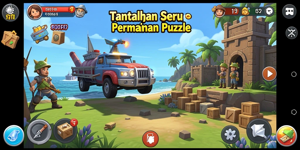 Tampilan gameplay seru di F7F7 dengan berbagai teka-teki menantang.