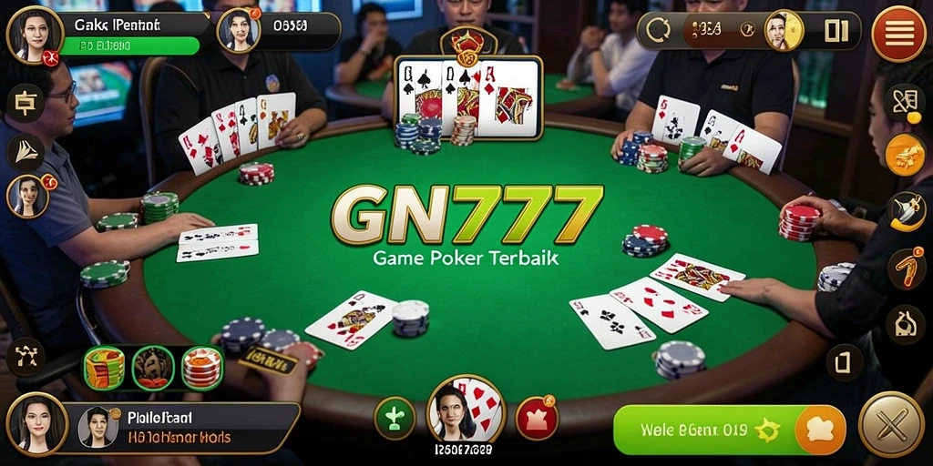 Tampilan gameplay GN777 yang menegangkan dan mendebarkan dalam permainan Poker.