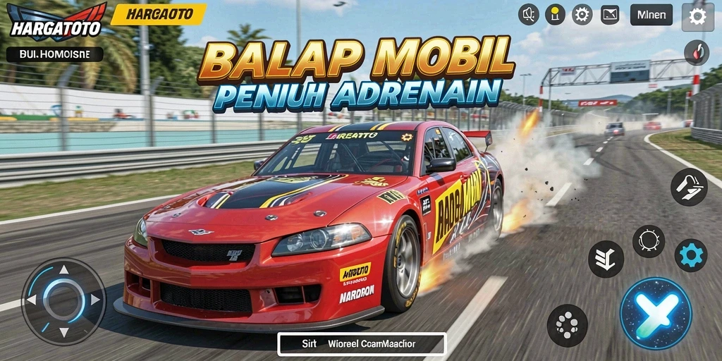 Gameplay HARGATOTO menampilkan aksi balap mobil yang mendebarkan.