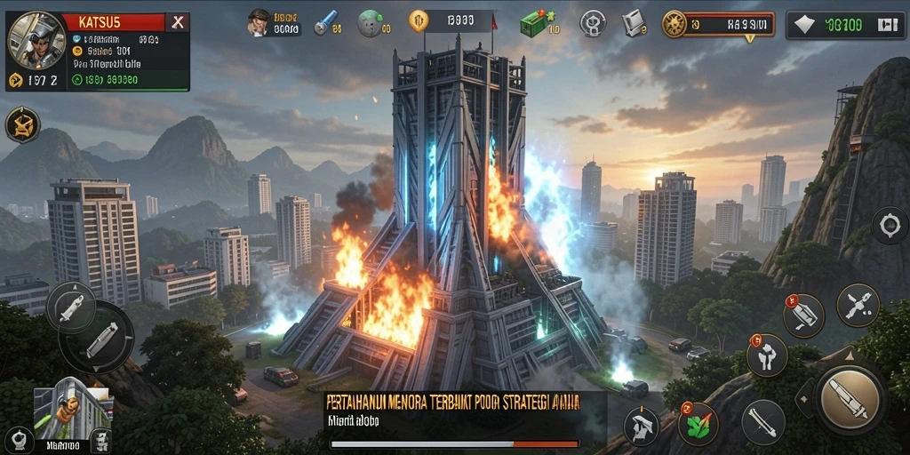 Gameplay KATSU5 yang seru dalam pertarungan Tower Defense.