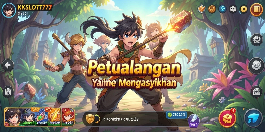 Screenshot KKSLOT777 menampilkan karakter anime dalam aksi yang seru.