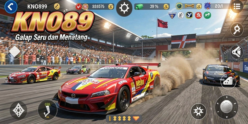 Tampilan gameplay KNO89 dengan balapan seru dan grafis menawan.