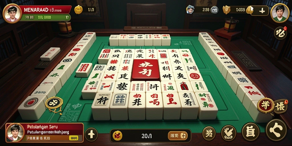 Tampilan menarik dari gameplay MENARA4D dengan papan Mahjong yang berwarna-warni.