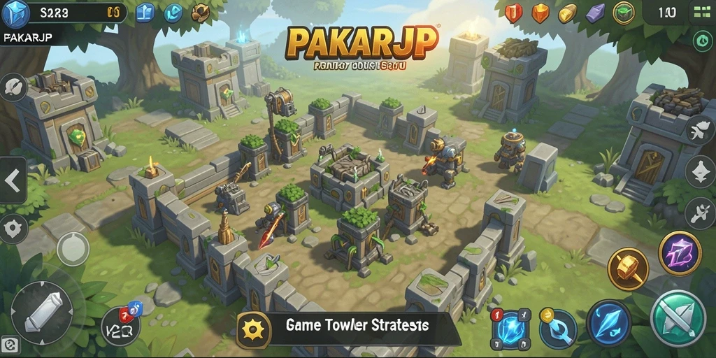 Tampilan menegangkan dari gameplay Tower Defense PAKARJP yang penuh strategi.
