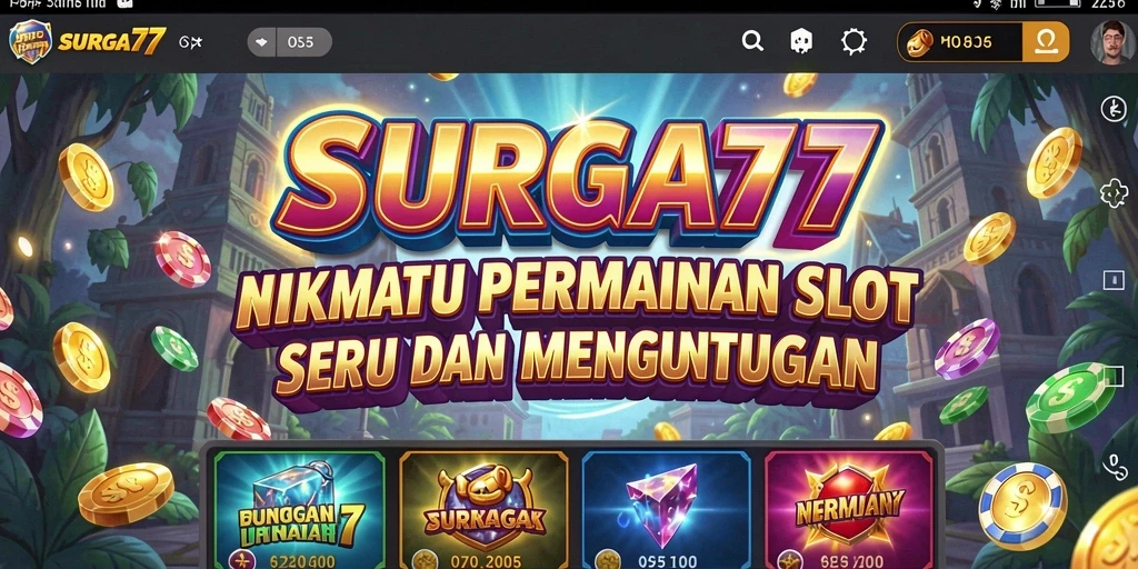 Screenshot SURGA77 menampilkan gameplay slot yang mengasyikkan dan berwarna-warni.