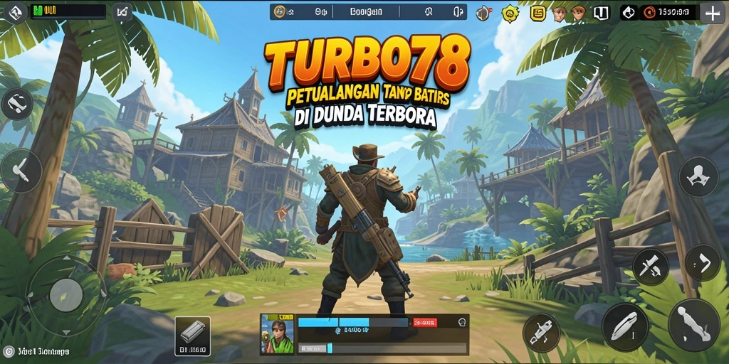 Tangkapan layar utama dari gameplay TURBO78 yang menampilkan dunia terbuka yang luas.